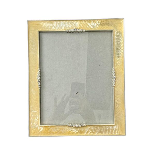 Pearl Resin 8x10 Picture Frame w/ Rhinestones Elegant Ivory Decor - Picture 1 of 7
